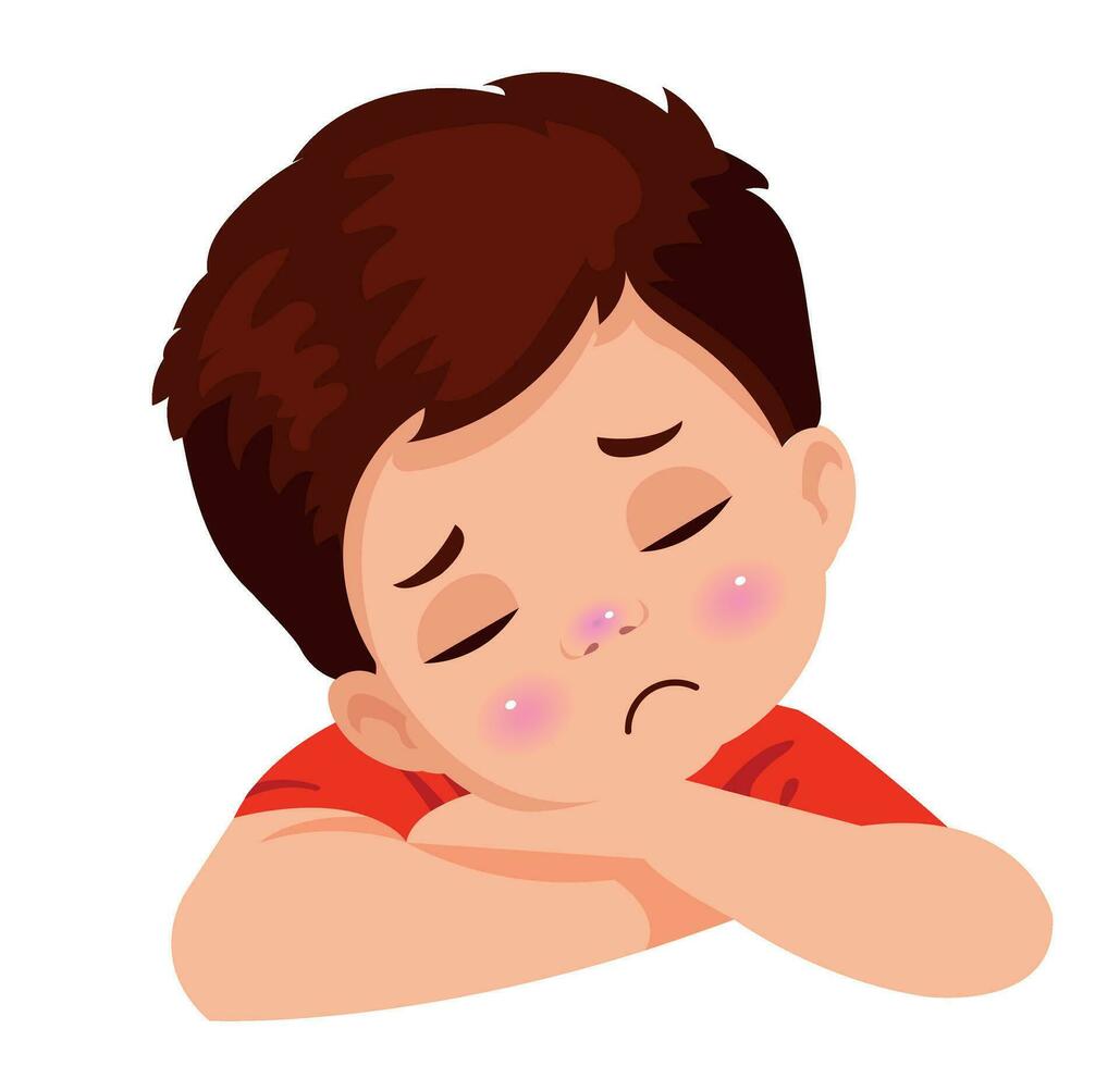 cute little boy feels sad vector