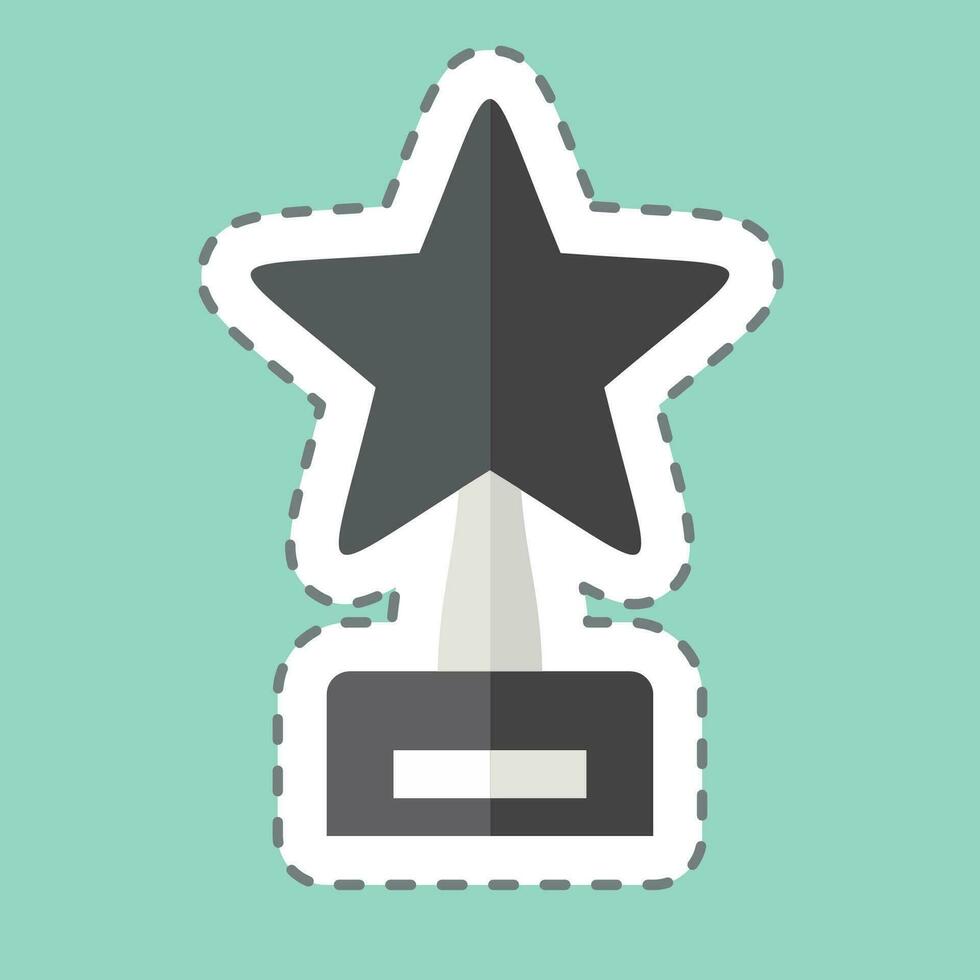 Sticker line cut Trophy 1. related to Award symbol. simple design editable. simple illustration vector