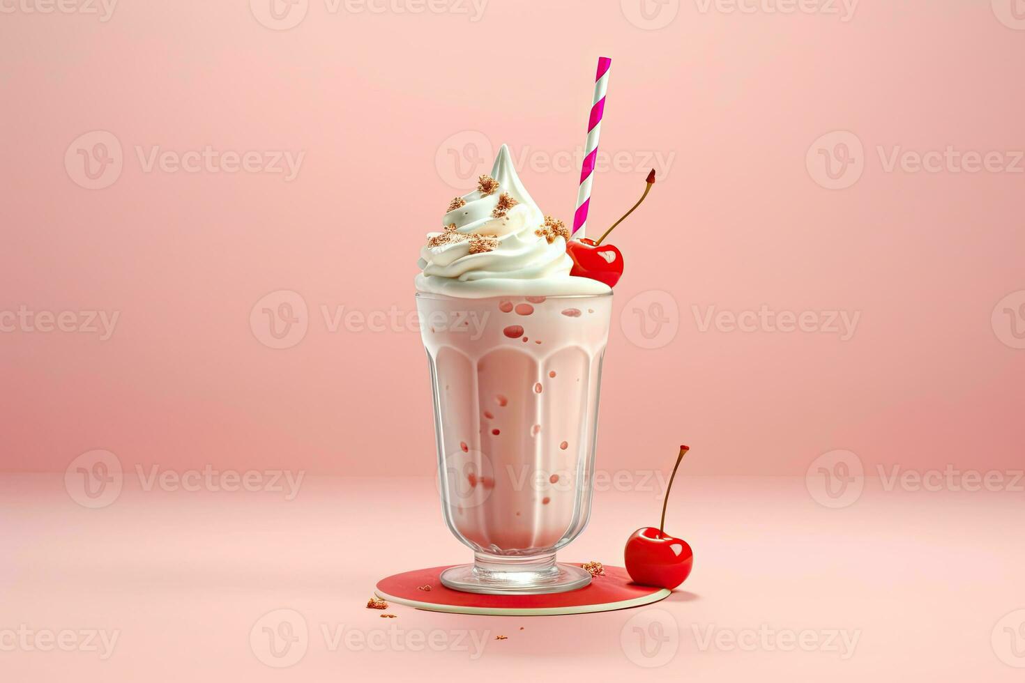 3d milk shake glass with dressing of fruits Generative AI photo