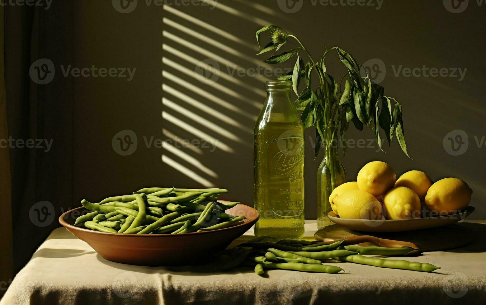 Clean and Fresh Produce - Wooden Table Elegance. Generative By Ai photo