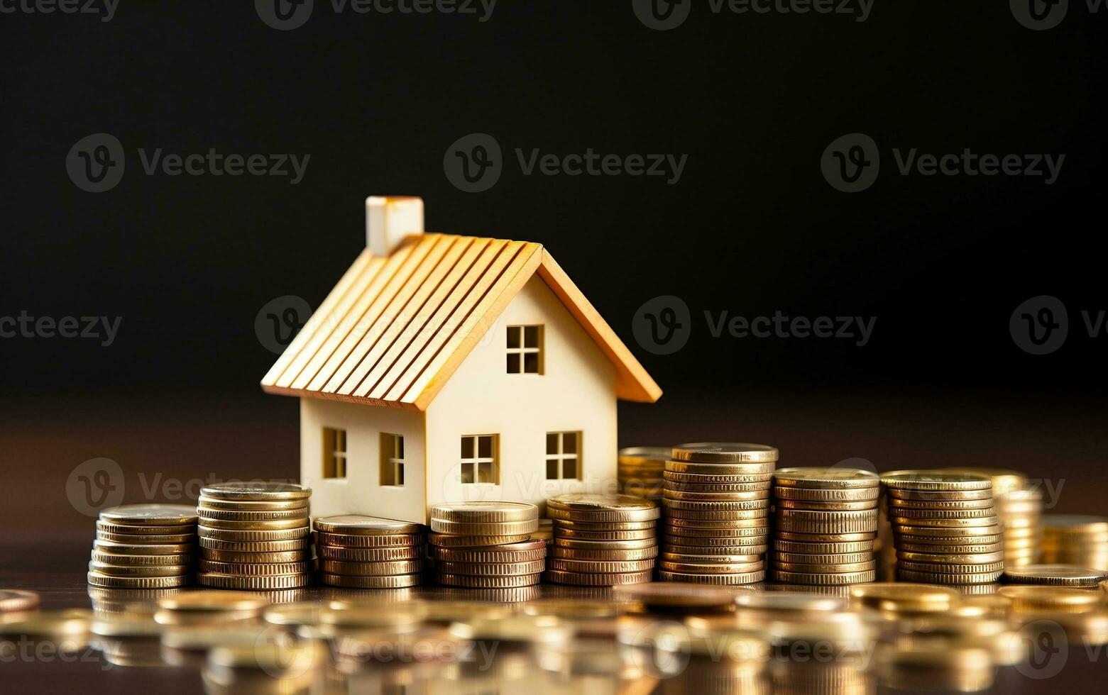 Miniature House with Stacks coins. Generative AI photo
