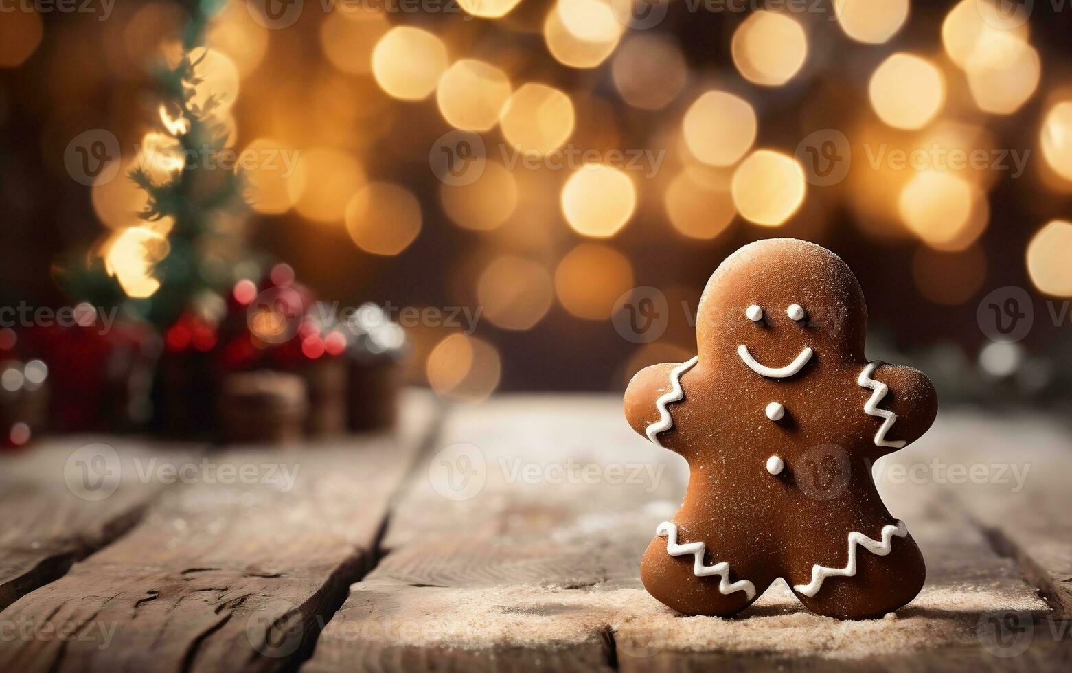 Charming Gingerbread Man's Dance in Cocoa, Generative Ai photo