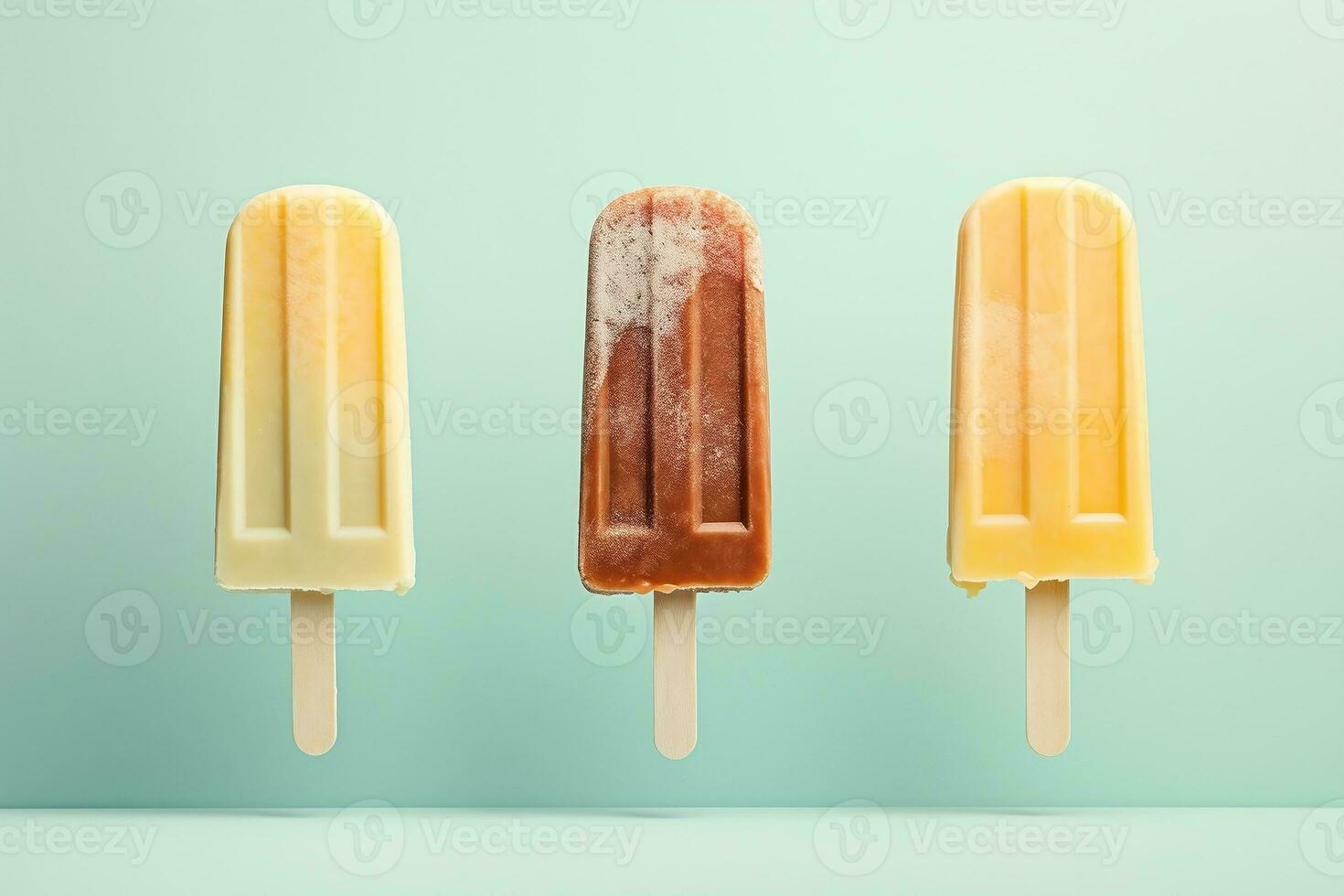 High Quality Minimalist Stock Photography Popsicle Ice Creams Illustration, Generative Ai photo