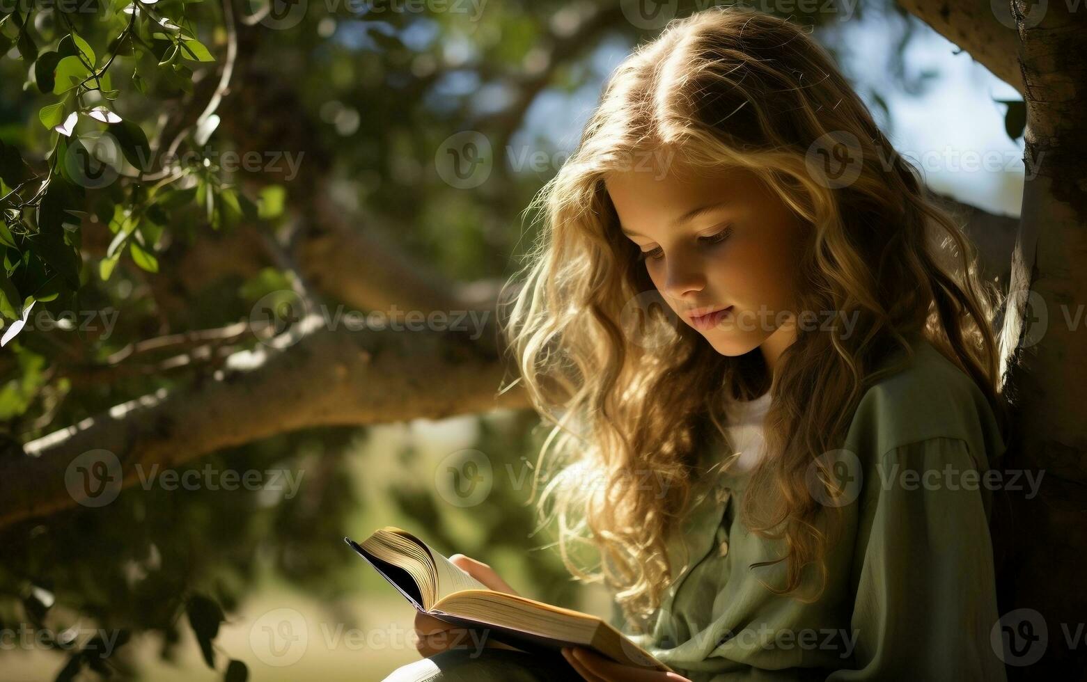 Portrait Young Girl's Reflection, Generative Ai photo