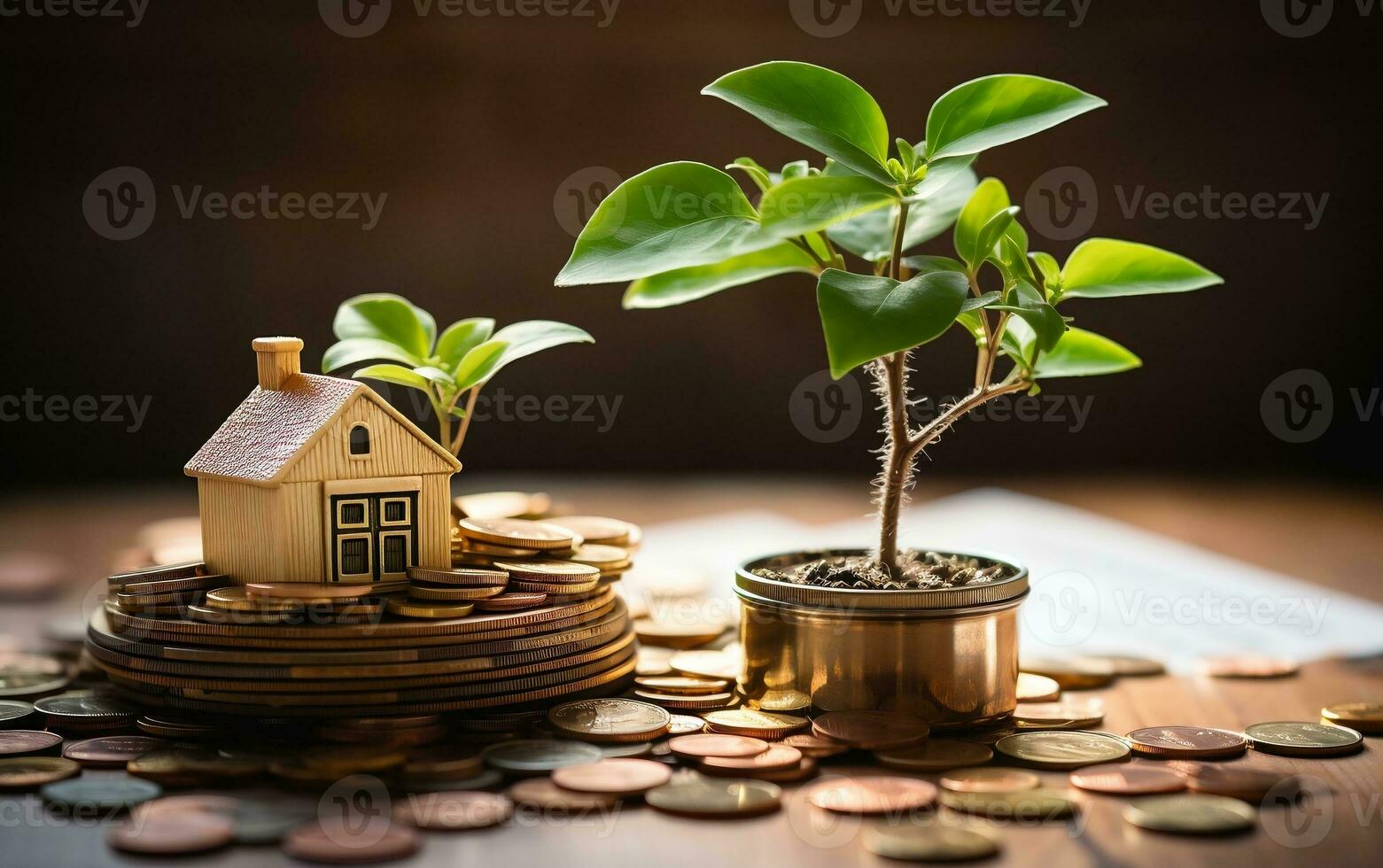 Concept of investment property with miniature representation, Generative Ai photo