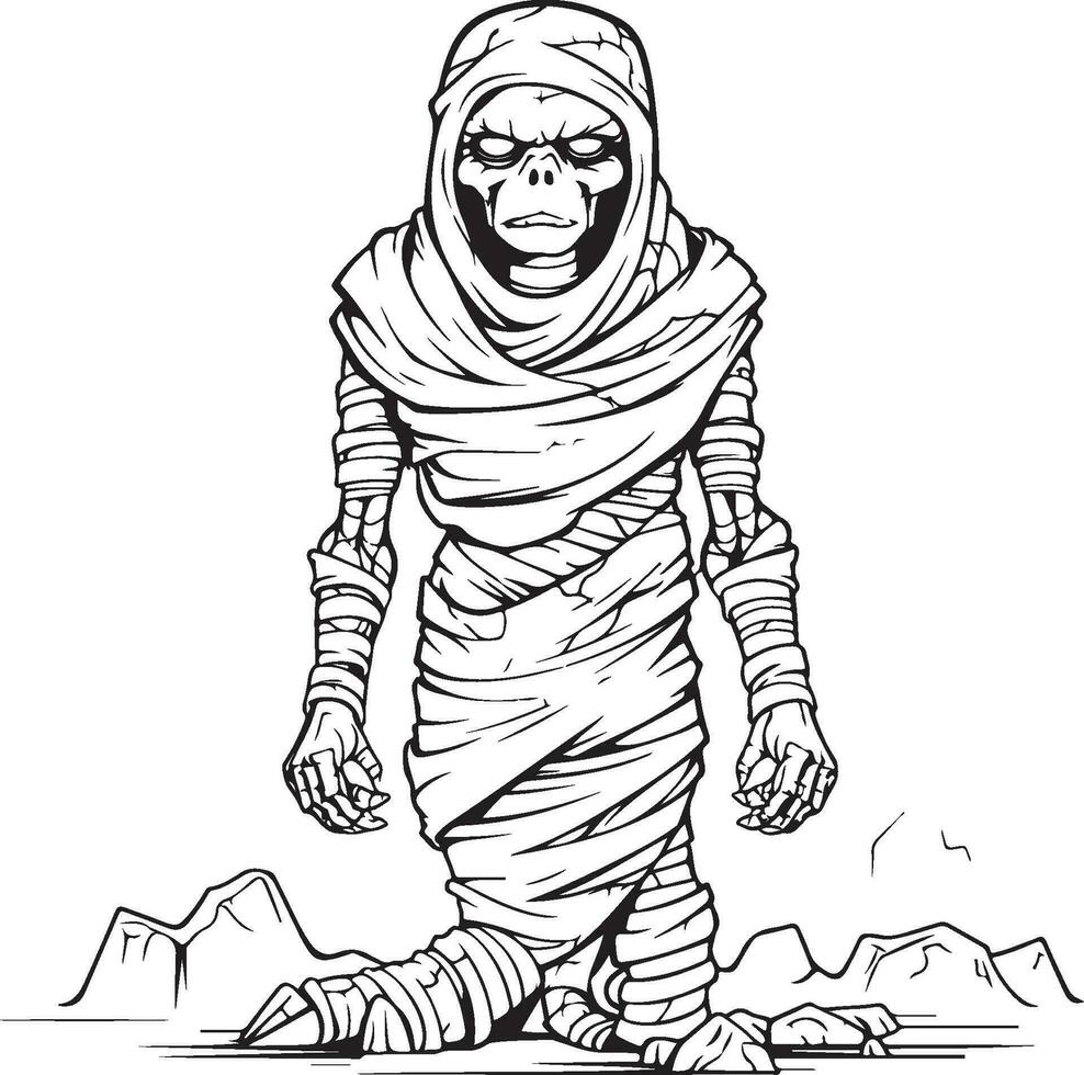 lineart Halloween mummy vector