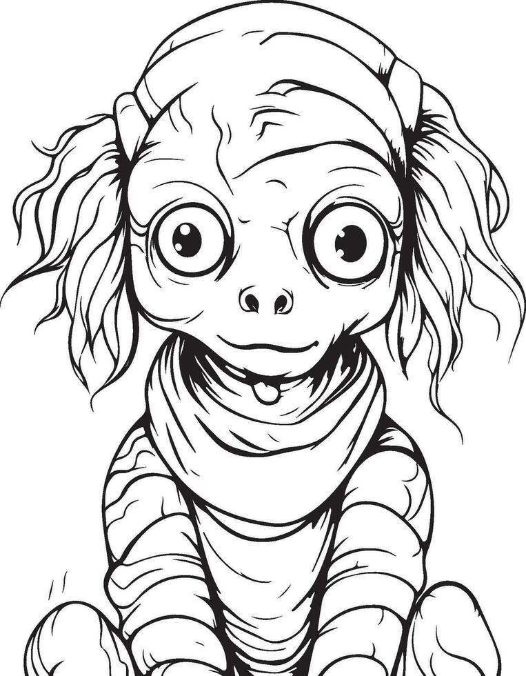 lineart Halloween mummy vector