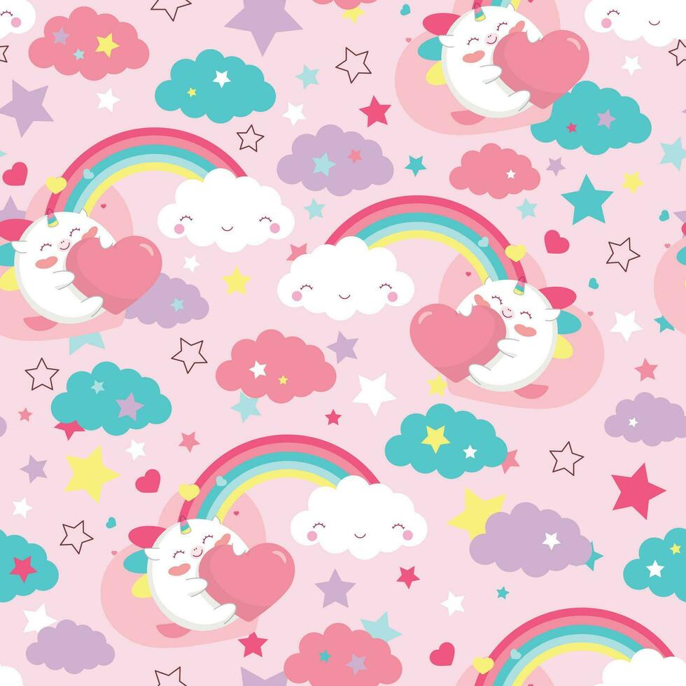 Cute  Unicorn vector seamless pattern