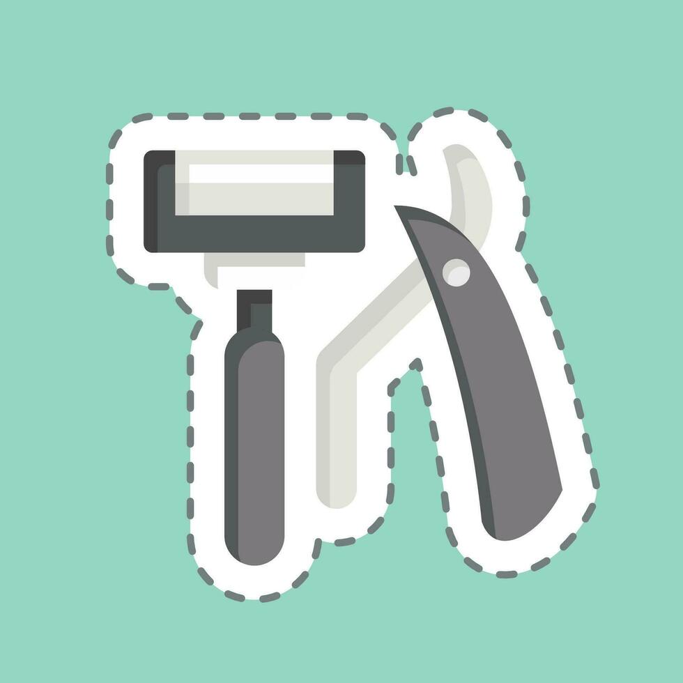 Sticker line cut Razor. related to Bathroom symbol. simple design editable. simple illustration vector