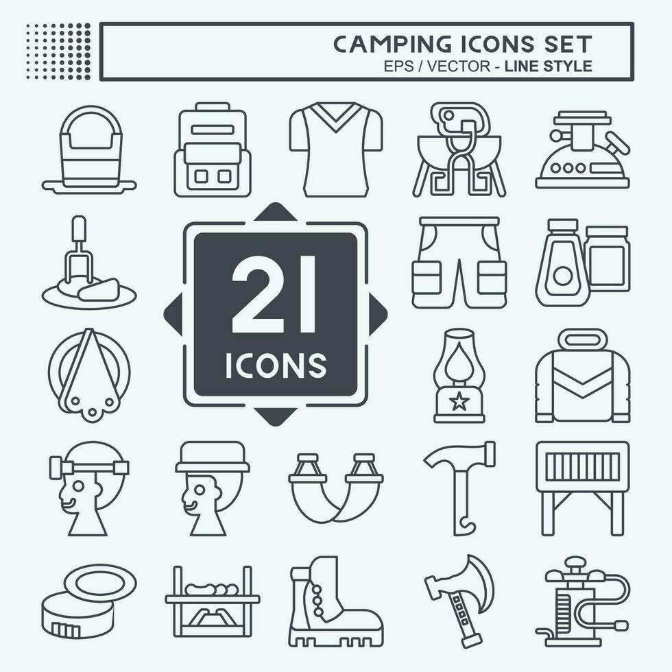 Icon Set Camping. related to Adventure symbol. line style. simple design editable. simple illustration vector