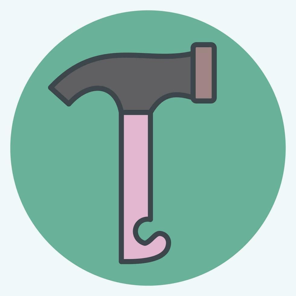 Icon Hammer. related to Camping symbol. color mate style. simple design editable. simple illustration vector