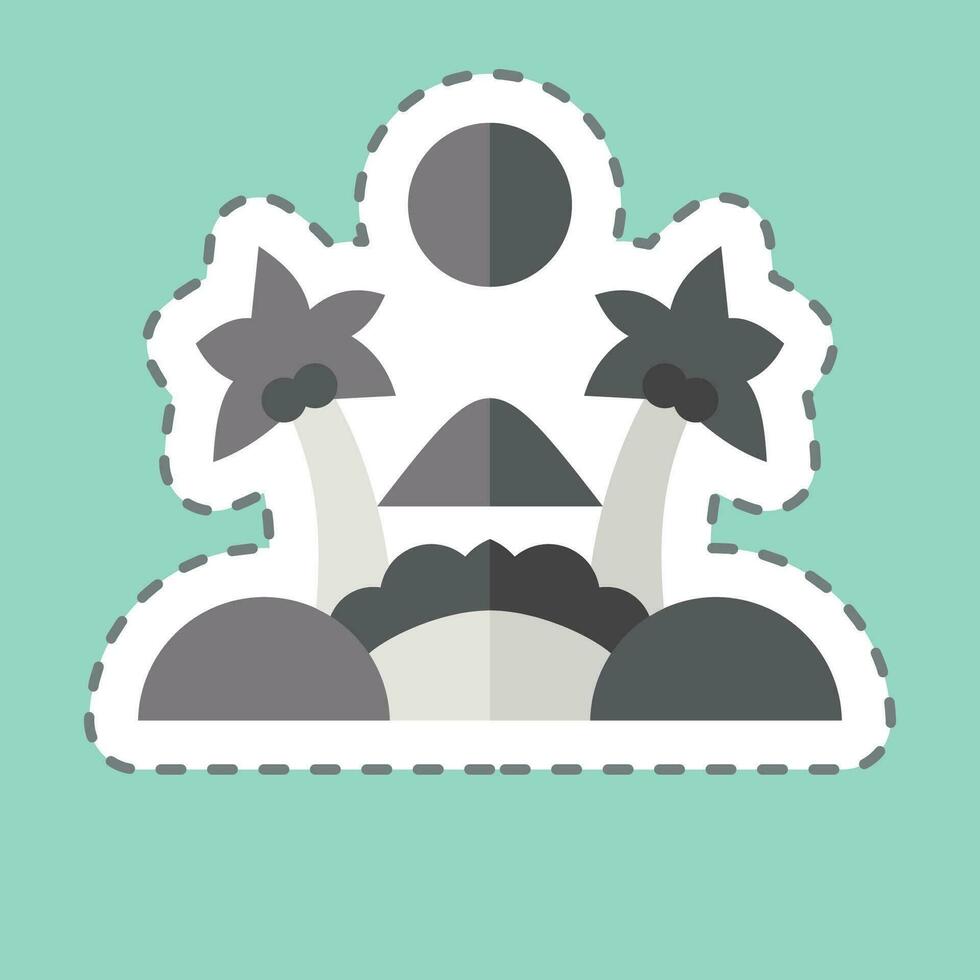 Sticker line cut Oasis. related to Saudi Arabia symbol. simple design editable. simple illustration vector