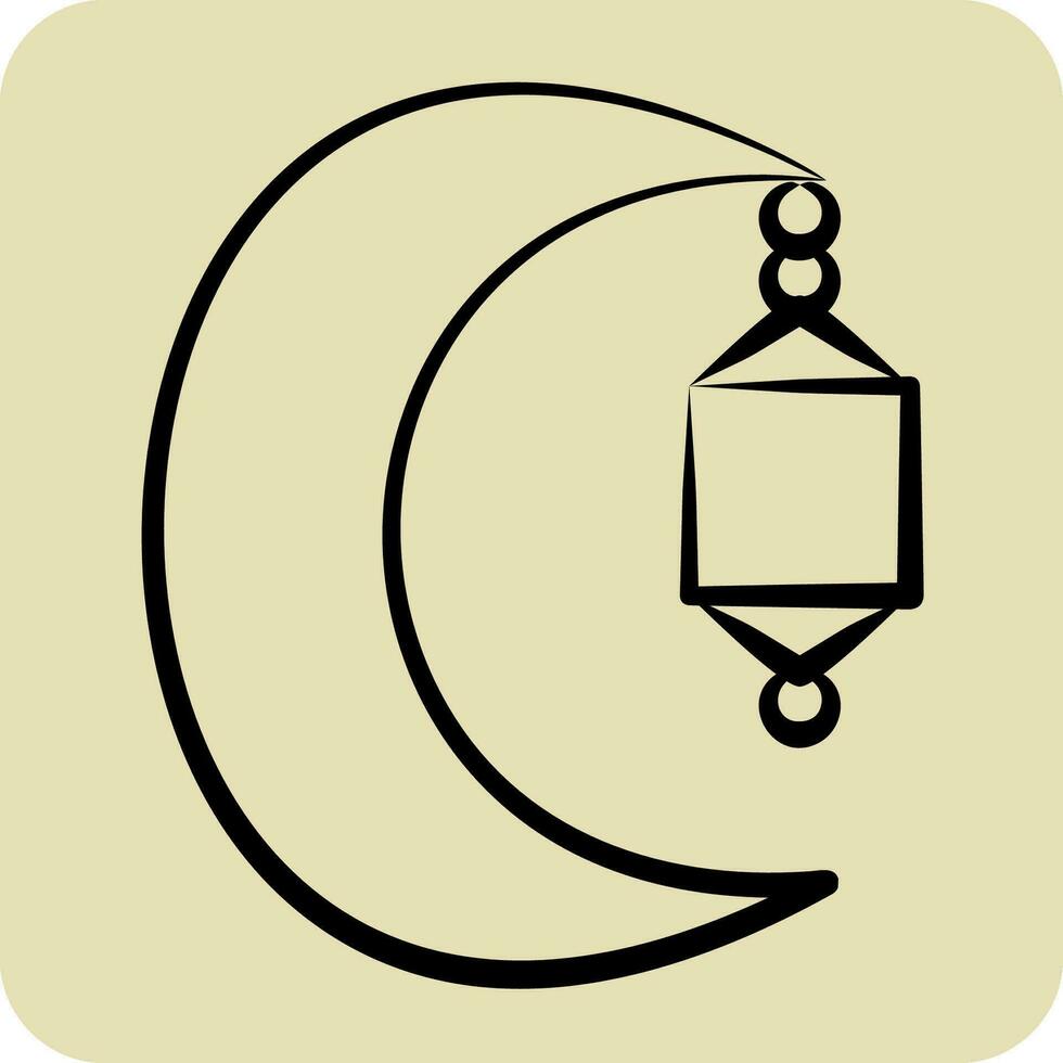 Icon Crescent Moon. related to Saudi Arabia symbol. hand drawn style. simple design editable. simple illustration vector
