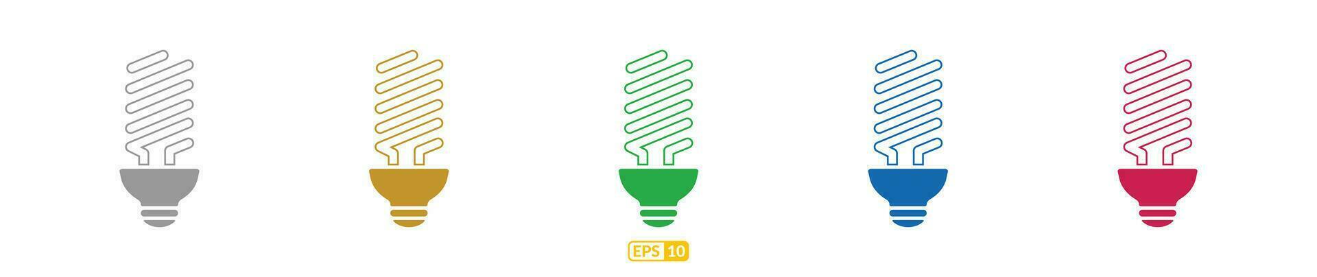 Led bulb color line icon set eps10. vector