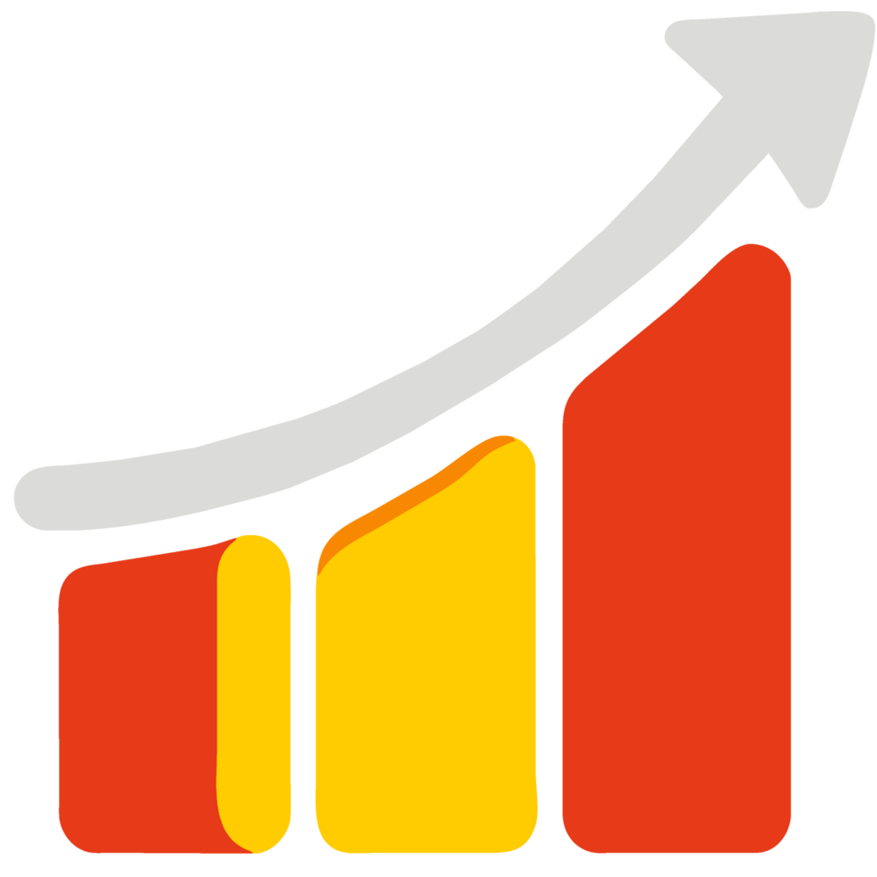 Growing graph icon . Flat style,trade stocks illustration. png