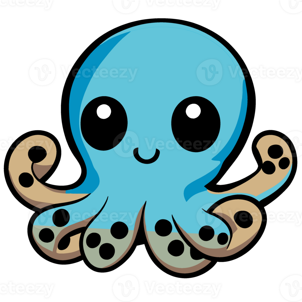 Cute cartoon octopus.illustration isolated. png