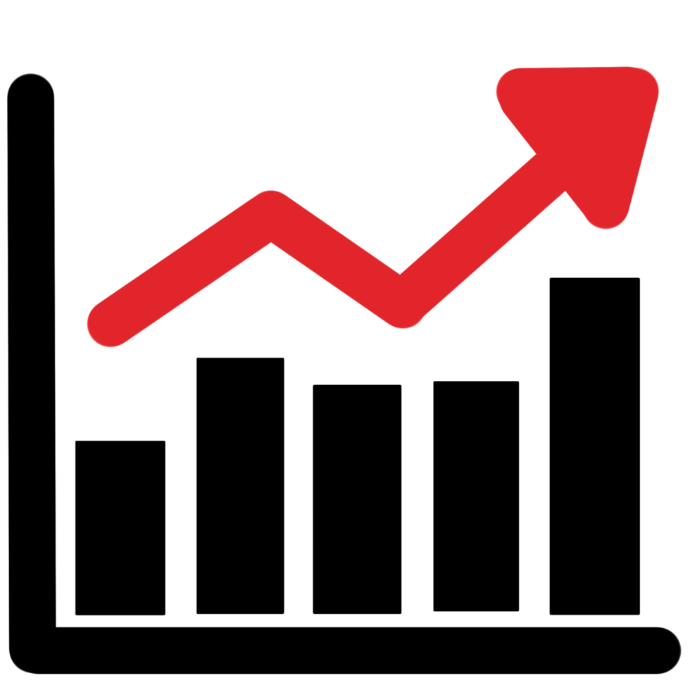 röd Graf ikon i trendig platt stil isolerat. Diagram bar symbol. png