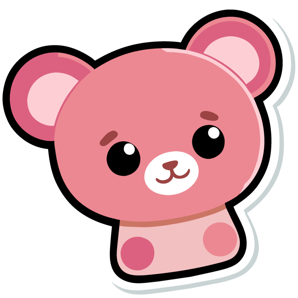 Cute pink teddy bear  illustration isolated . Hand drawn cartoon character. png