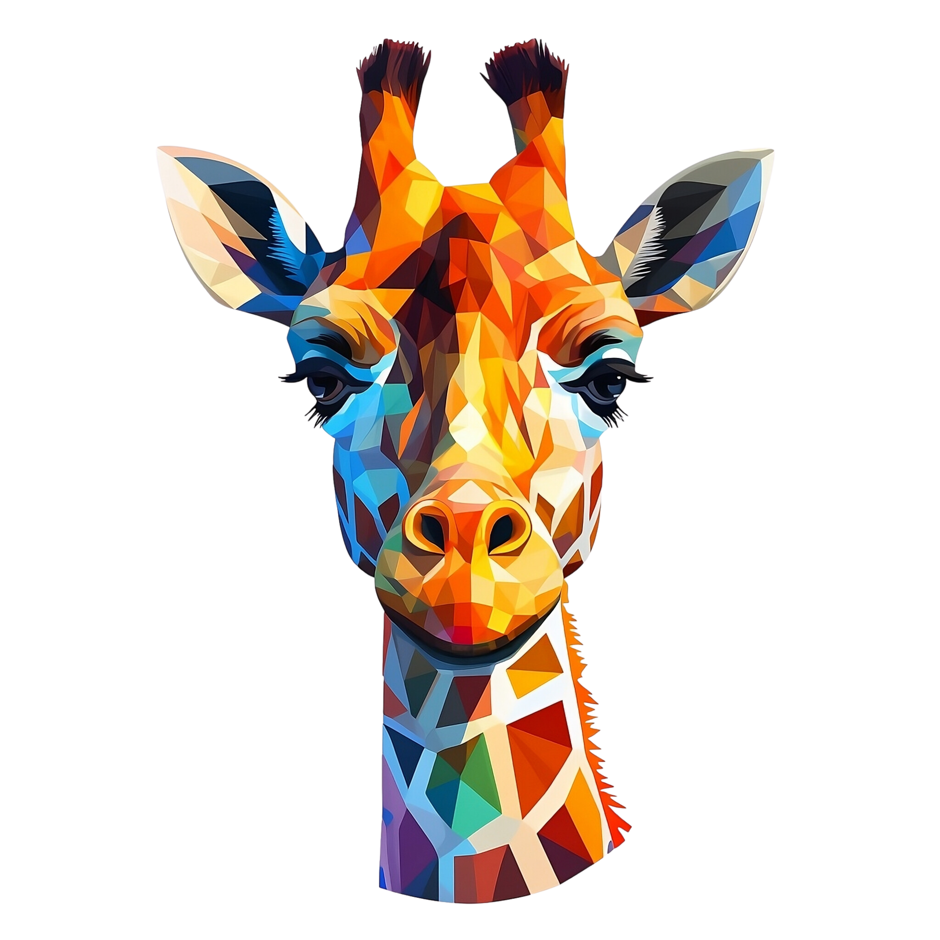 AI Generated Cartoon Artistic Giraffe No Background Applicable to any