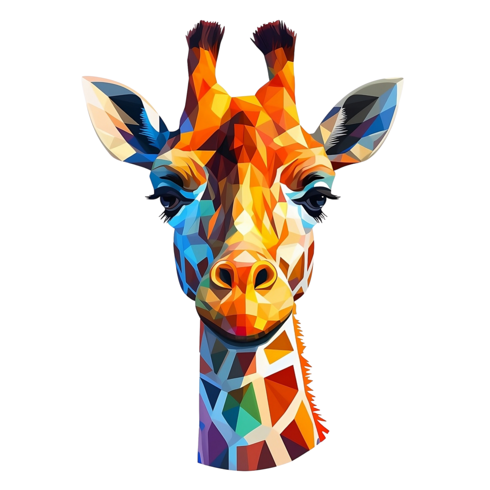 AI Generated Cartoon Artistic Giraffe No Background Applicable to any Context Perfect for Print on demand Merchandise png