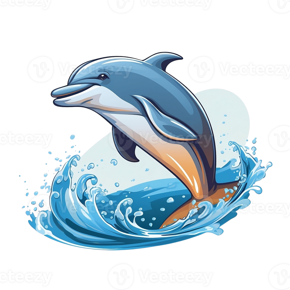 AI Generative cartoon dolphin no background applicable to any context perfect for print on demand png
