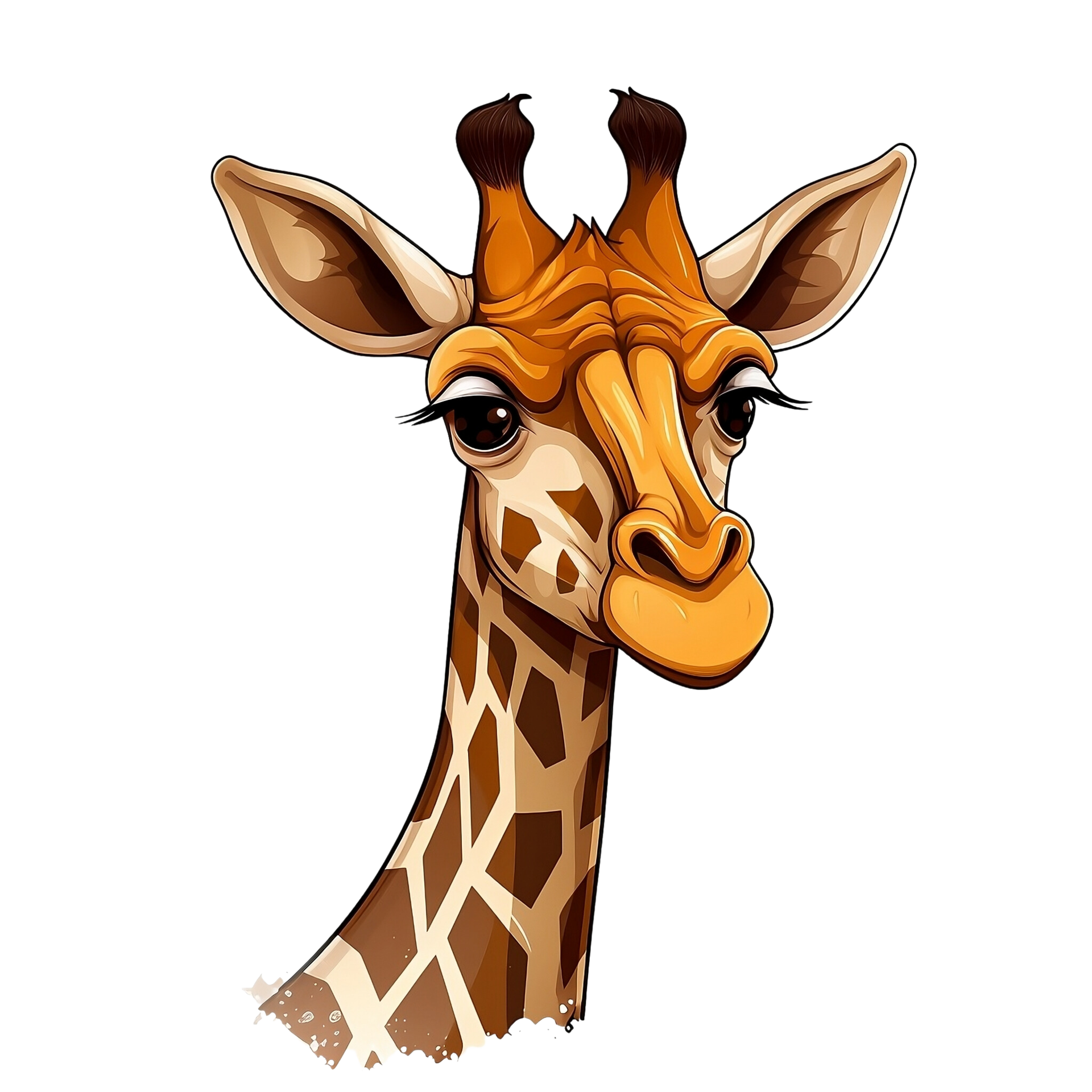 AI Generated Cartoon Artistic Giraffe No Background Applicable to any