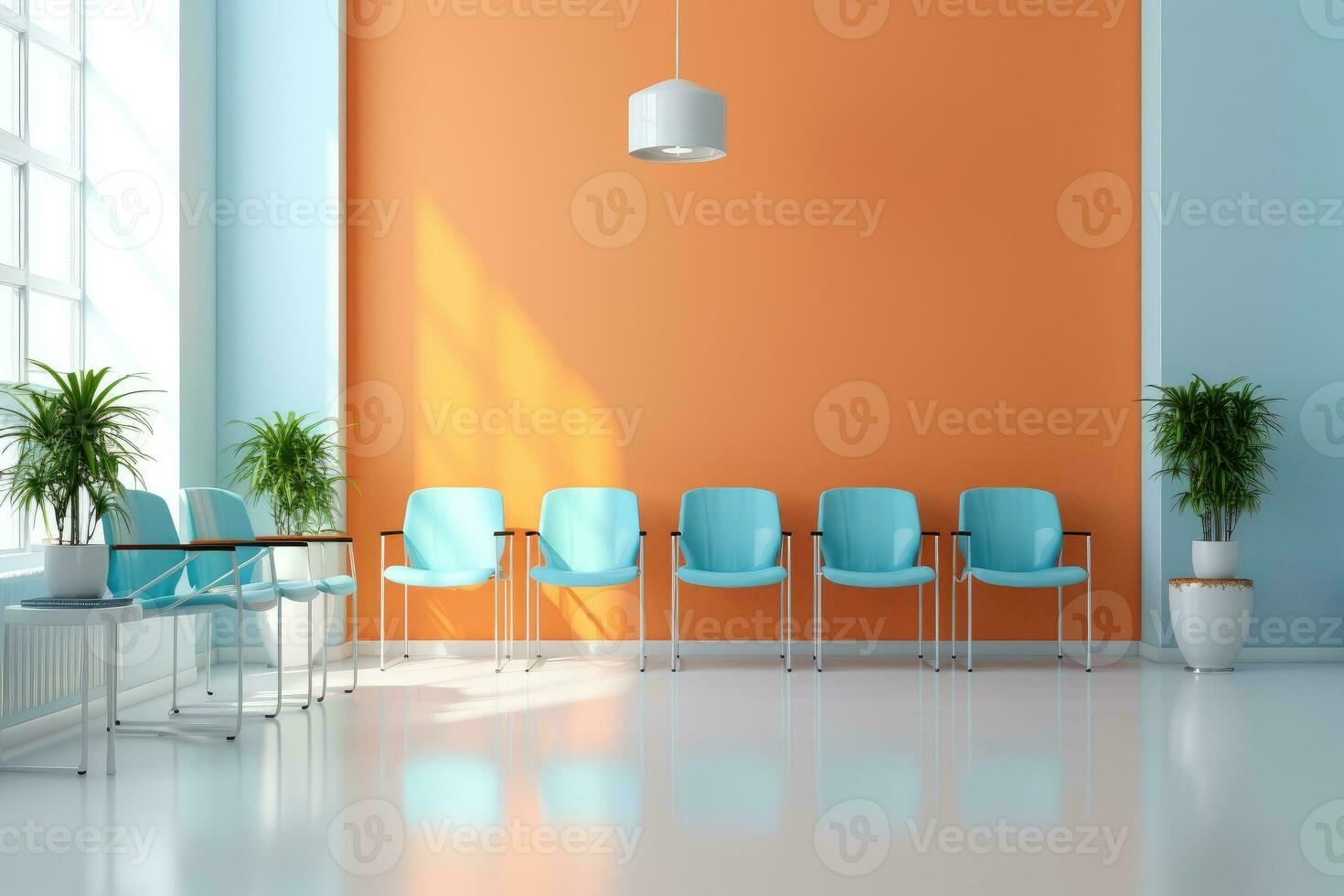 A waiting room in the clinic with chairs photo