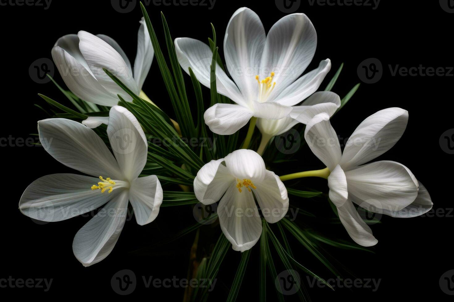Close-up of white crocus flowers photo