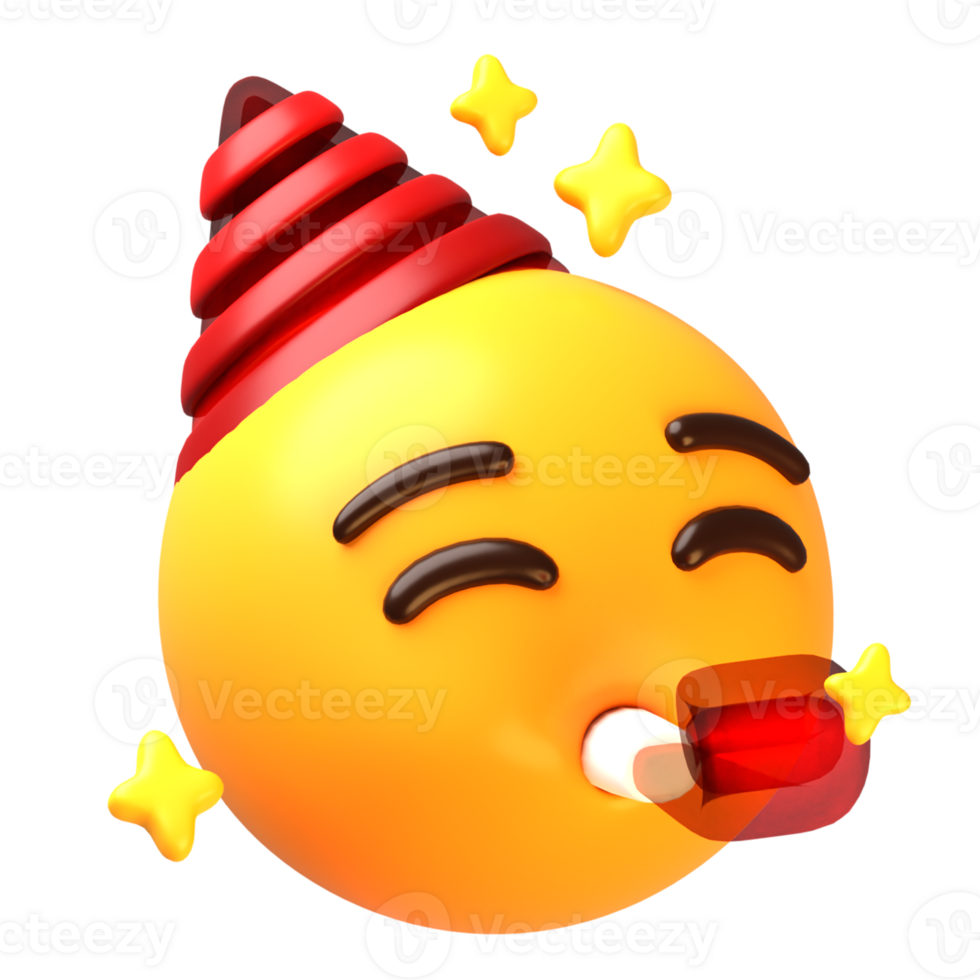 Smiling face with party hat 3D Emoji Icon png