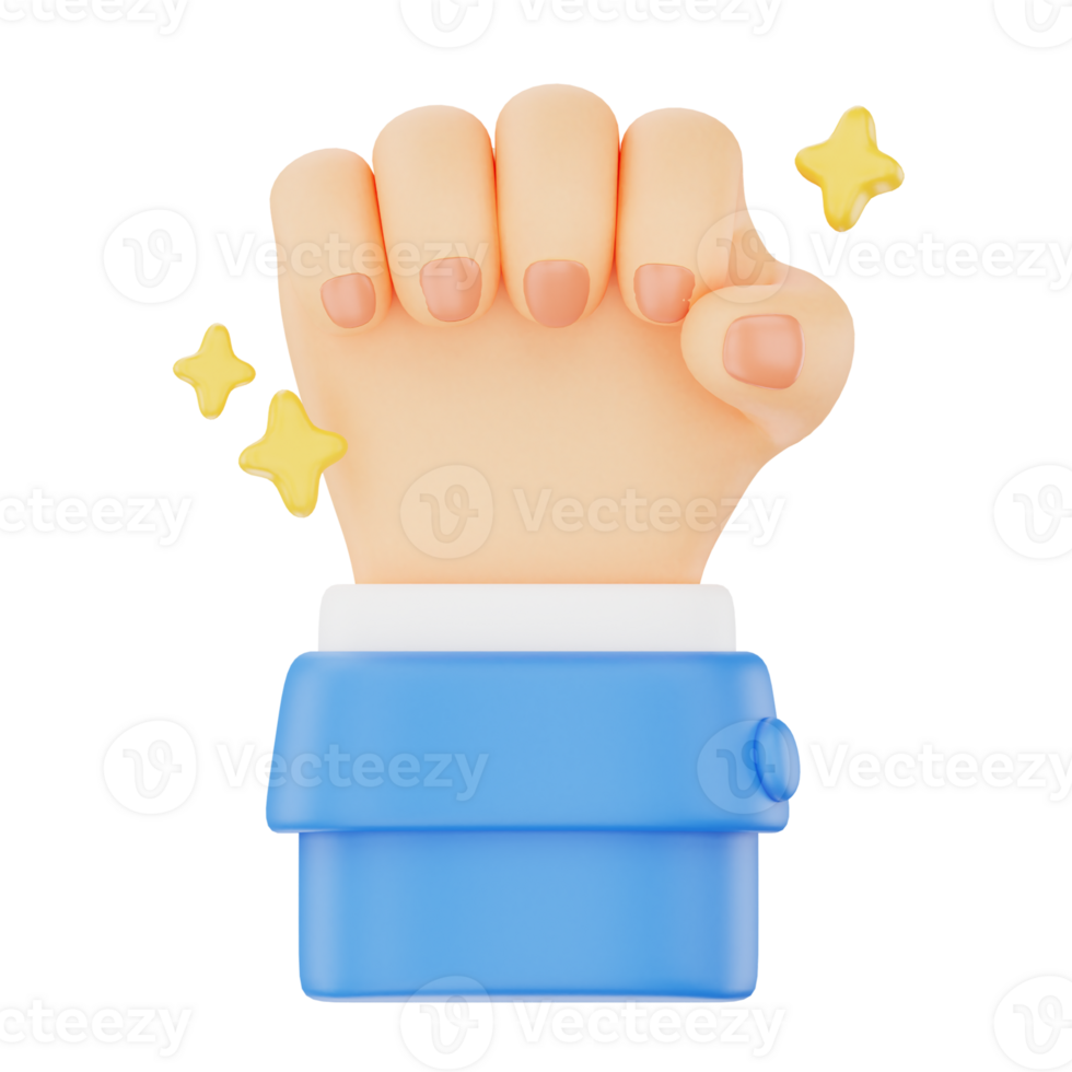 Clenched fist raised up 3D hand gesture icon 28642162 PNG