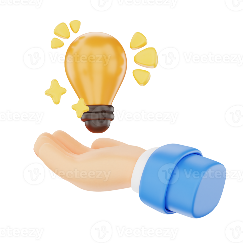 Brilliant idea 3D hand gesture icon png