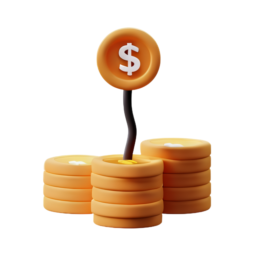 3d dinero árbol planta con moneda png