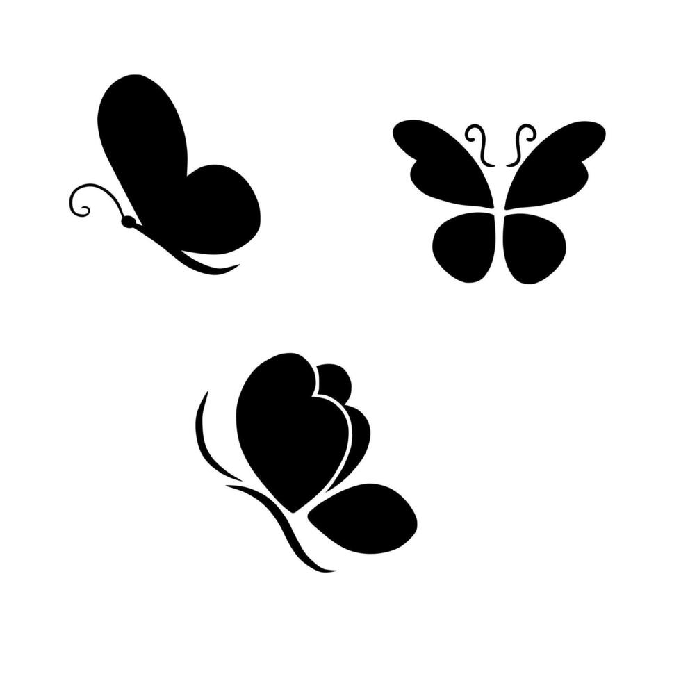 gráfico vector ilustración de hermosa y elegancia negro silueta mariposas en blanco antecedentes