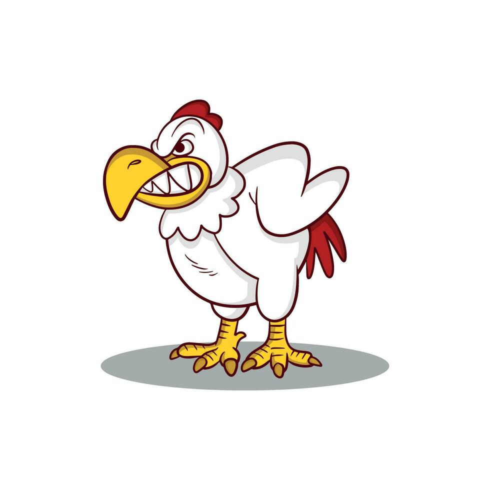 Vector cute angry chicken. Poultry