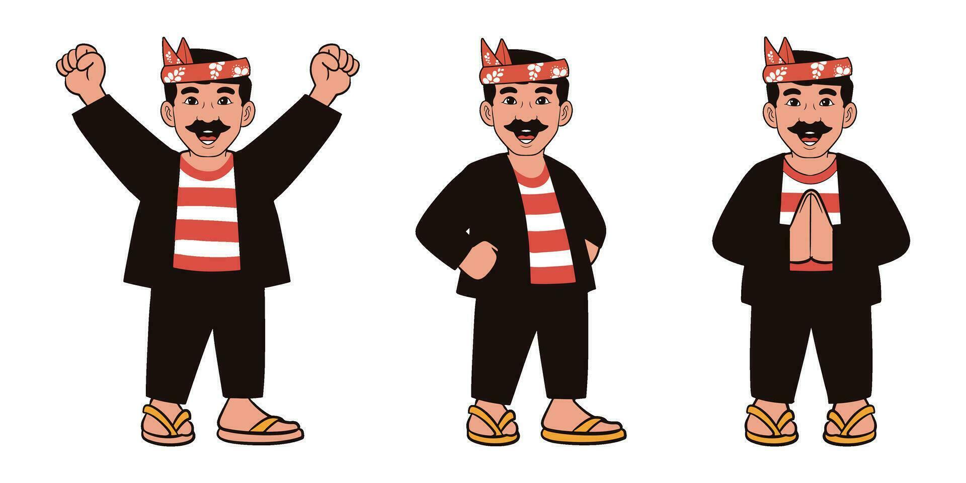 Male character with mustache wearing traditional clothes vector