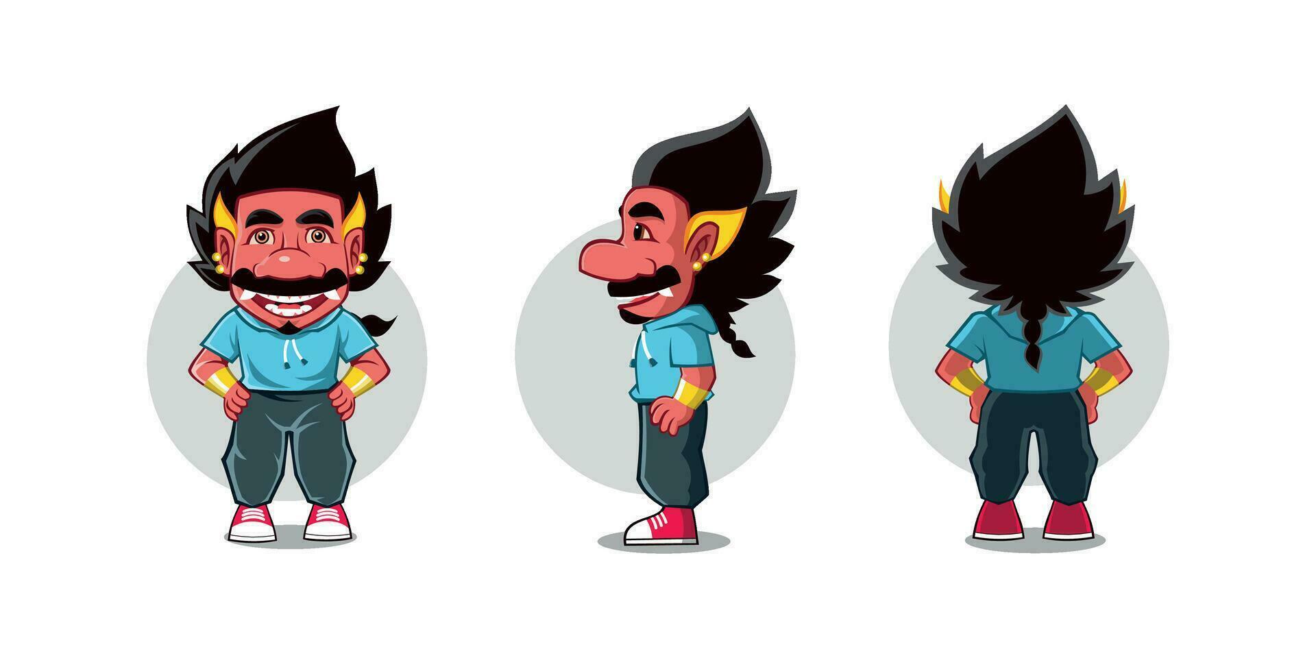 Collection of giant characters dressed in blue jackets with red shoes vector