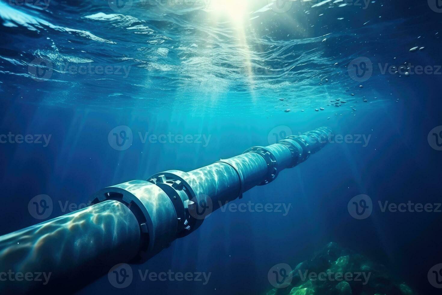metal conducto en azul océano, petróleo producción y energía suministro foto