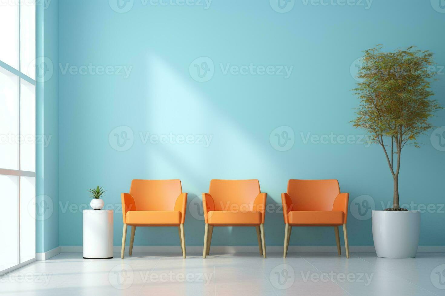 A waiting room in the clinic with chairs photo