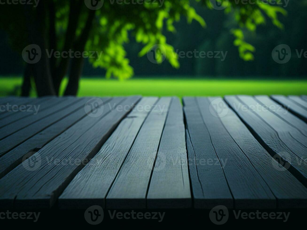 Wooden table and blur tropical white background, product display montage. High quality photo 8k FHD AI generated