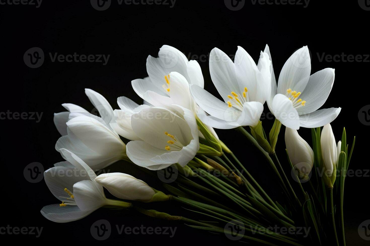 Close-up of white crocus flowers photo