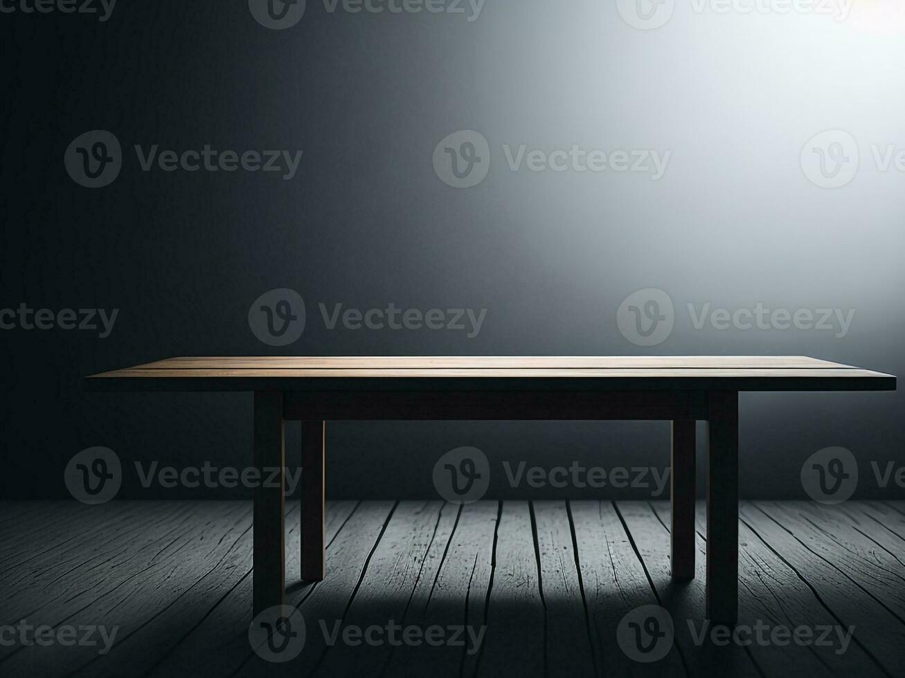 Wooden table and blur tropical Green color background, product display montage. High quality photo 8k FHD AI generated