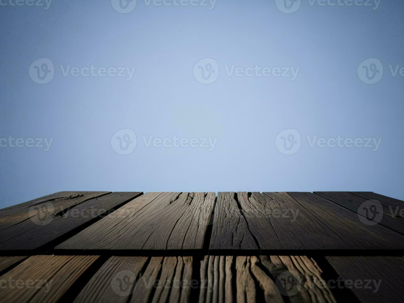 Wooden table and blur tropical Green color background, product display montage. High quality photo 8k FHD AI generated