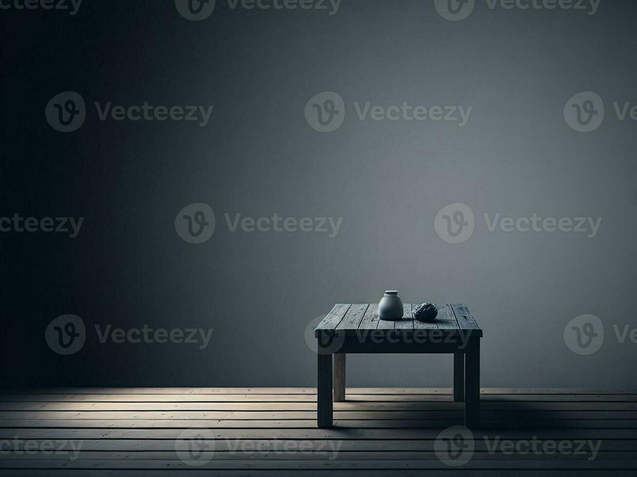 Wooden table and blur tropical white background, product display montage. High quality photo 8k FHD AI generated