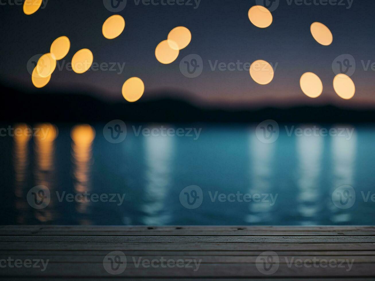Wooden table and blur tropical beach background, product display montage. High quality photo 8k FHD AI generated