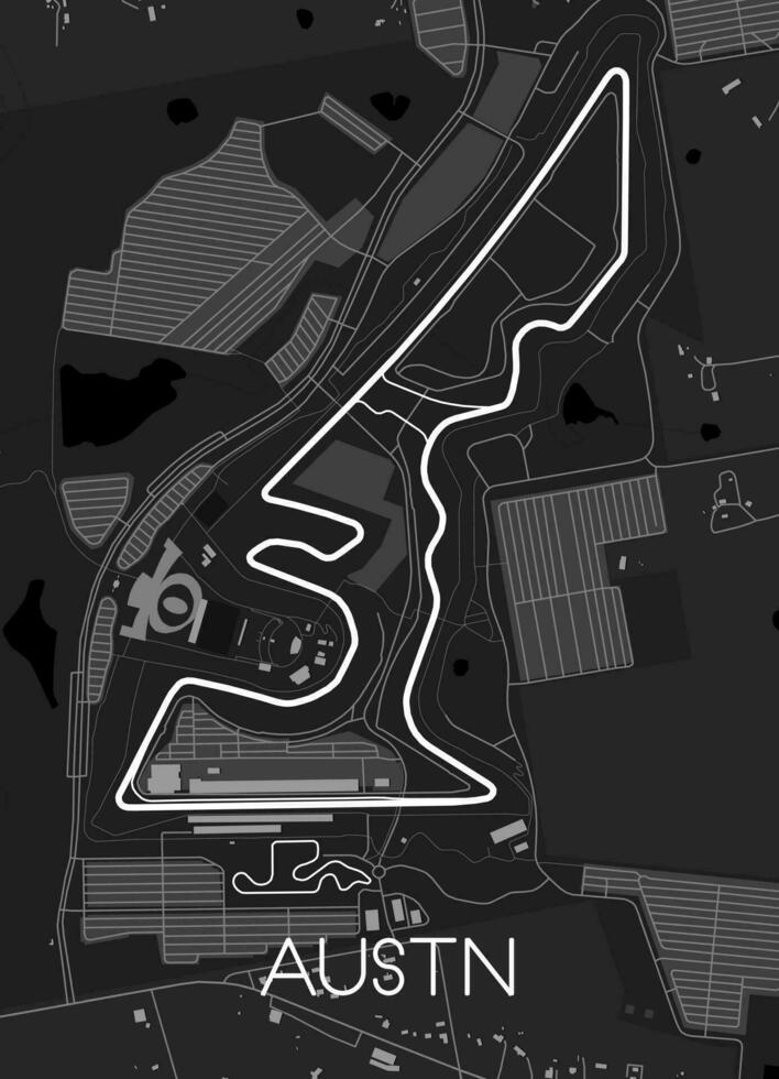 Circuit of the Americas, Austin, Texas Track Map for Poster Wall Art vector