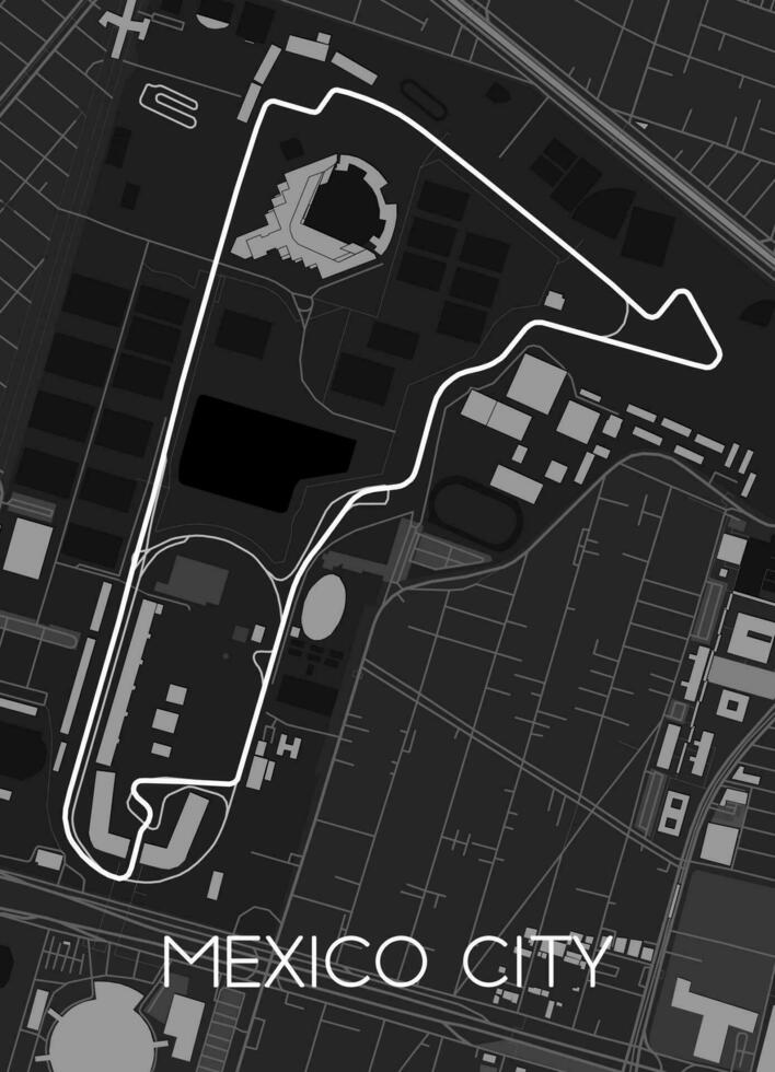 autodromo hermanos Rodríguez, mexico ciudad pista mapa para póster pared Arte vector