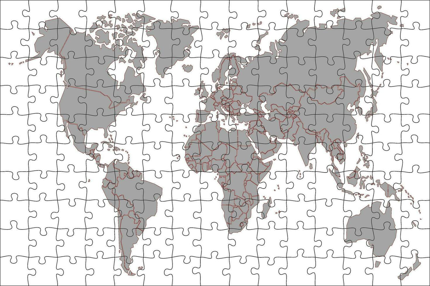 Cnc laser cutting world map jigsaw puzzle Vector illustration