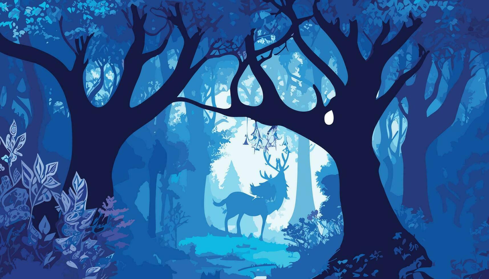 Forest Glow Deer Vector illustration Art