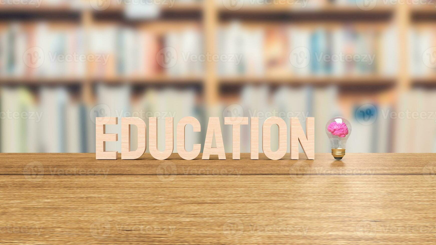 The brain in light bulb and eduction word 3d rendering photo