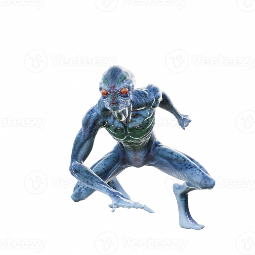 Alien creature pose isolated 3d png